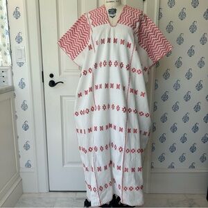 Pippa Holt Kaftan No.70 White with Coral One Size